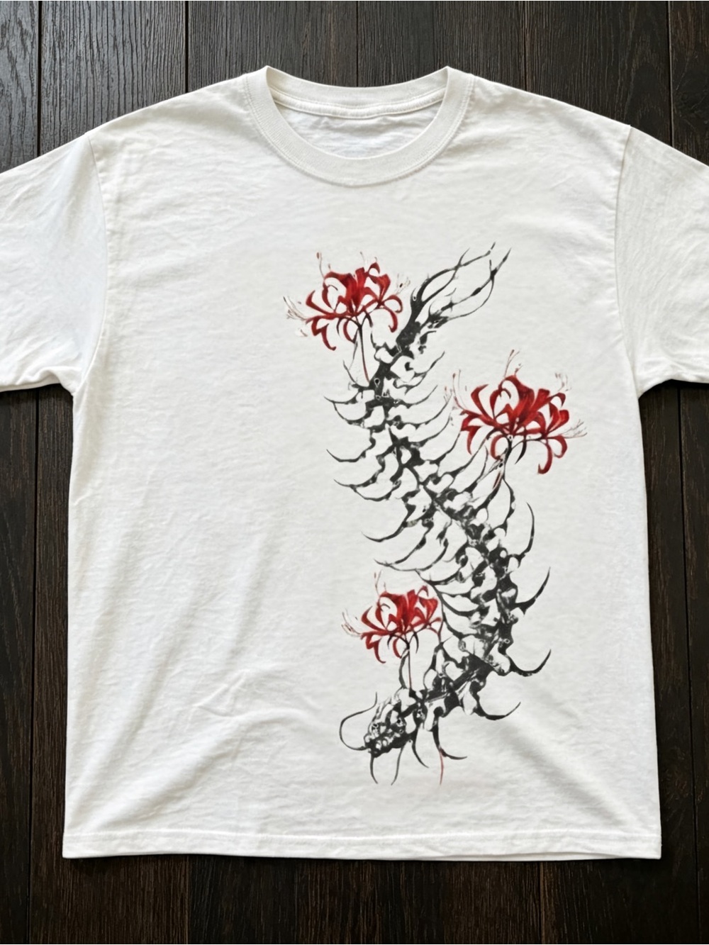 White Centipede Floral Graphic Tee Unisex